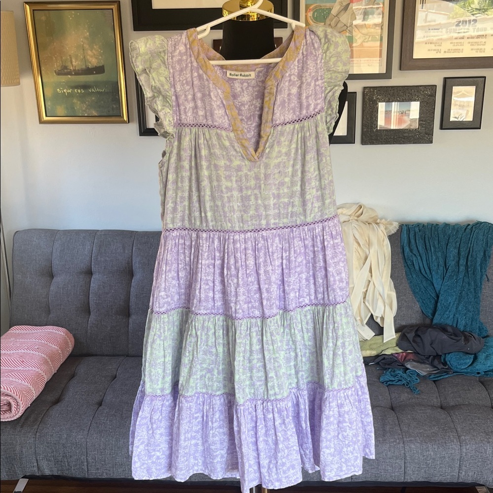 Roller Rabbit Lavender and Mint Midi Dress size XXS